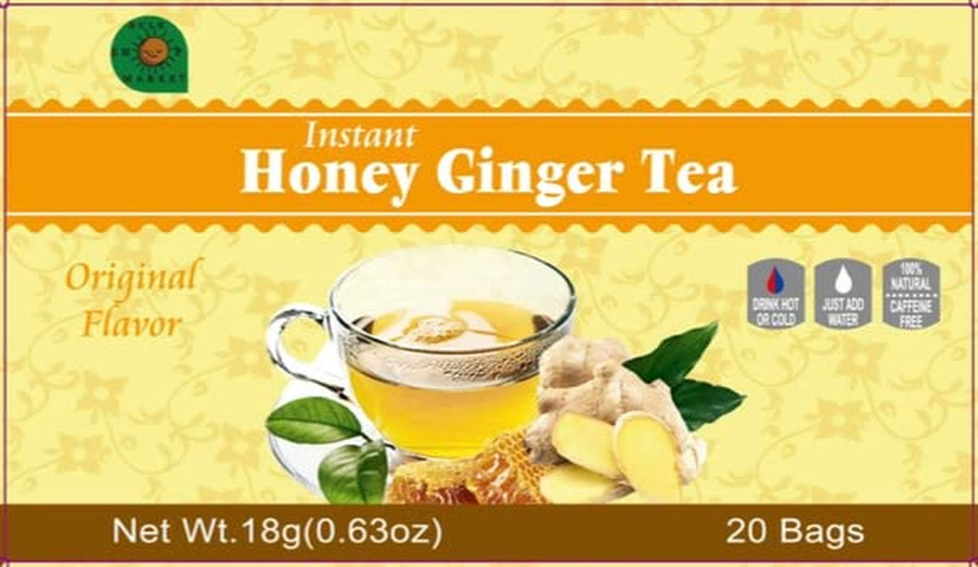 BULKSHOPMARKET INSTANT HONEY GINGER TEA 20 SACHETS 100% PURE for HOT or COLD (1)