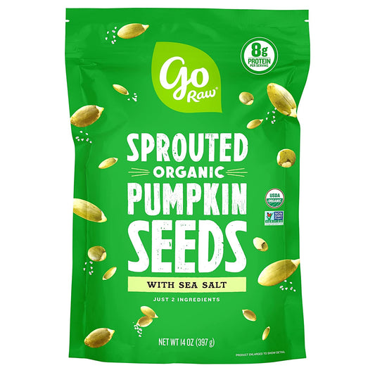 Pumpkin Seeds with Sea Salt, Sprouted & Organic, 14 Oz. Bag | Keto | Vegan | Gluten Free Snacks | Superfood