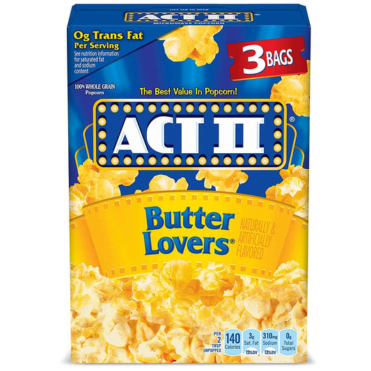 Act II Butter Lovers Popcorn, 2.75 Oz, 3 Ct