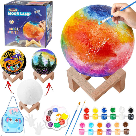 Paint Your Own Moon Lamp Kit, Halloween Gifts DIY 3D Moon Light Cool Galaxy Lamp,Toys for Teens Boys Girls, Arts & Crafts Kit Art Supplies for Kids, Arts and Crafts for Kids Ages 8-12 Birthday Gifts