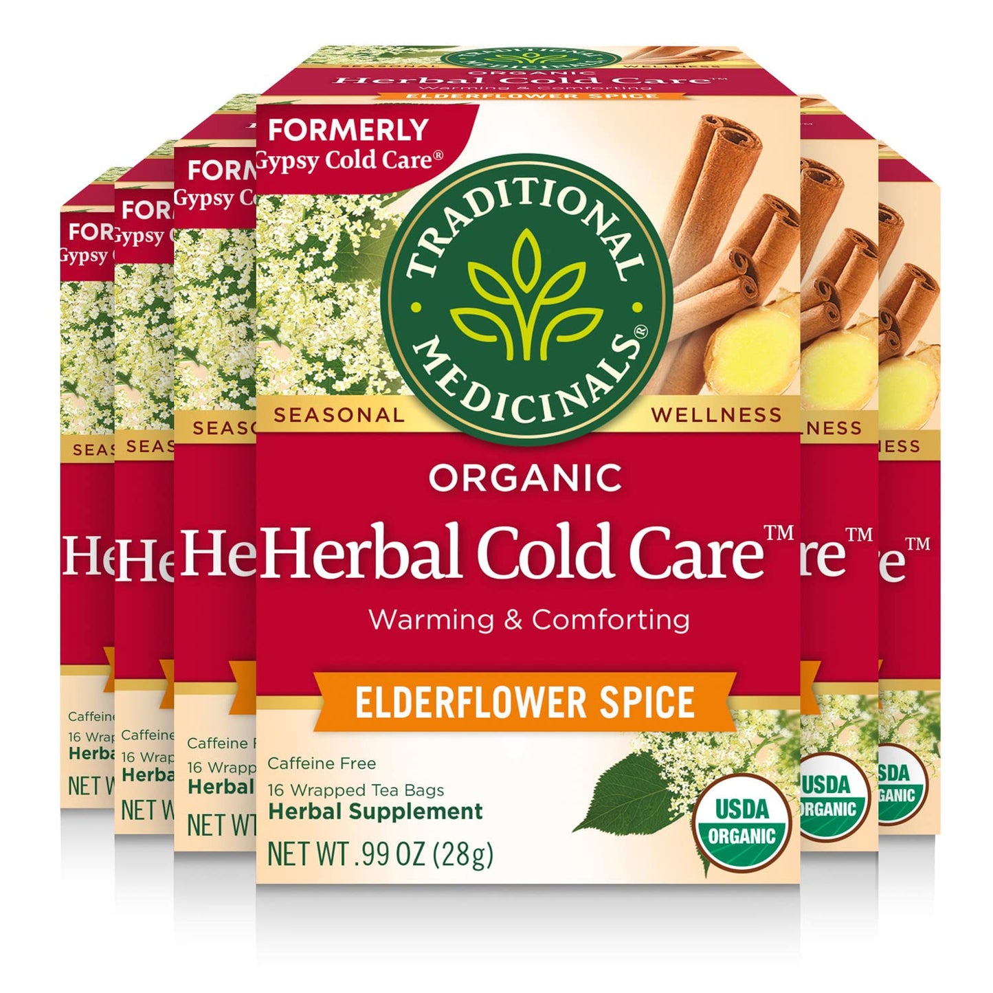 Traditional Medicinals Tea, Organic Herbal Cold Care, Providing Soothing Comfort, 96 Tea Bags (6 Pack)