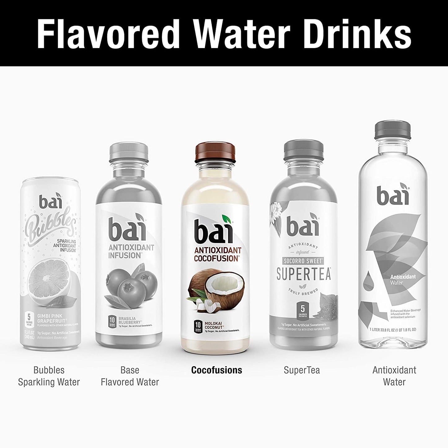 Bai Coconut Flavored Water, Molokai Coconut, Antioxidant Infused Drinks, 18 Fl Oz (Pack of 12)