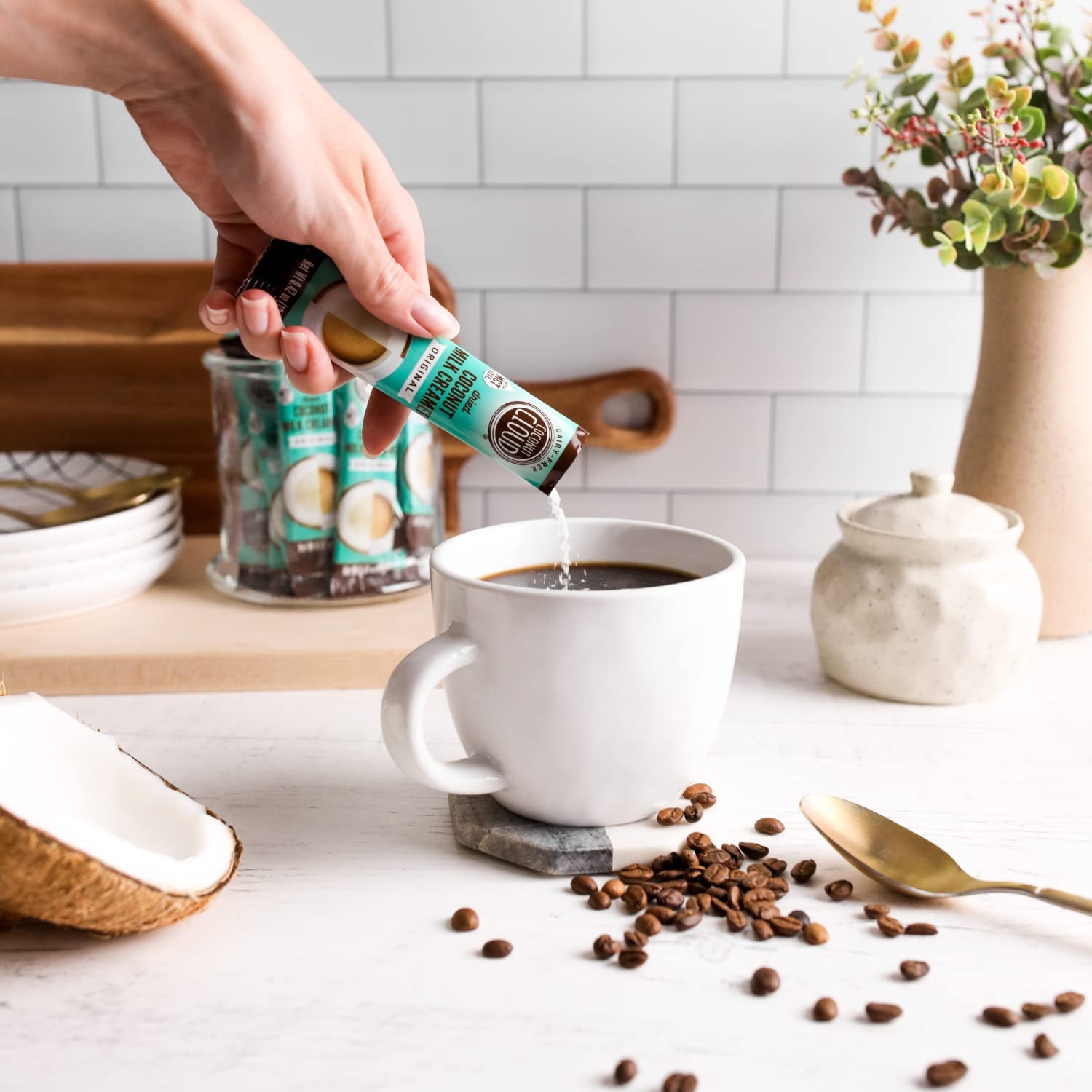 Coconut Cloud: Dairy-Free Coffee Creamer | Minimally Processed, Shelf Stable. Made from Coconut Powdered Milk. | Vegan, Gluten Free, Non-Gmo. (Home, Office, Travel), Creamers (Original - 20 Sticks)