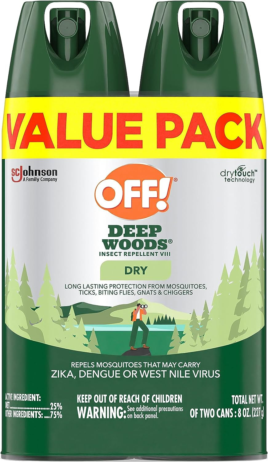 OFF! Deep Woods Insect Repellent Aerosol, Dry, Non-Greasy Formula, Bug Spray with Long Lasting Protection from Mosquitoes, 4 Oz, 2 Count