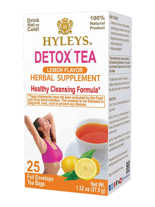 Hyleys Detox Tea for Cleanse - Black Tea with Lemon - 25 Tea Bags (1 Pack)