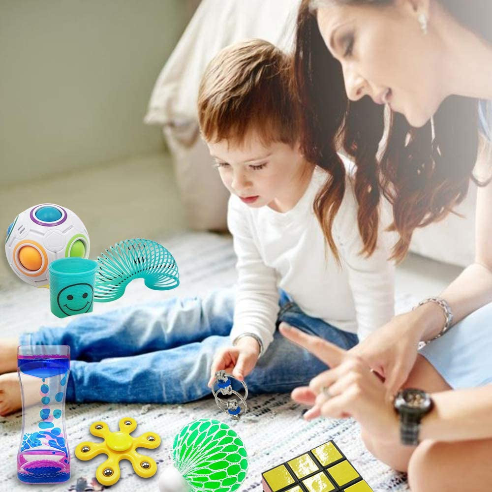 Scientoy Fidget Toy Set, 35 Pcs Sensory Toy for ADD, OCD, Autistic Children, Adults, Anxiety Autism to Stress Relief and anti Anxiety with Motion Timer, Perfect for Classroom Reward with Gift Box