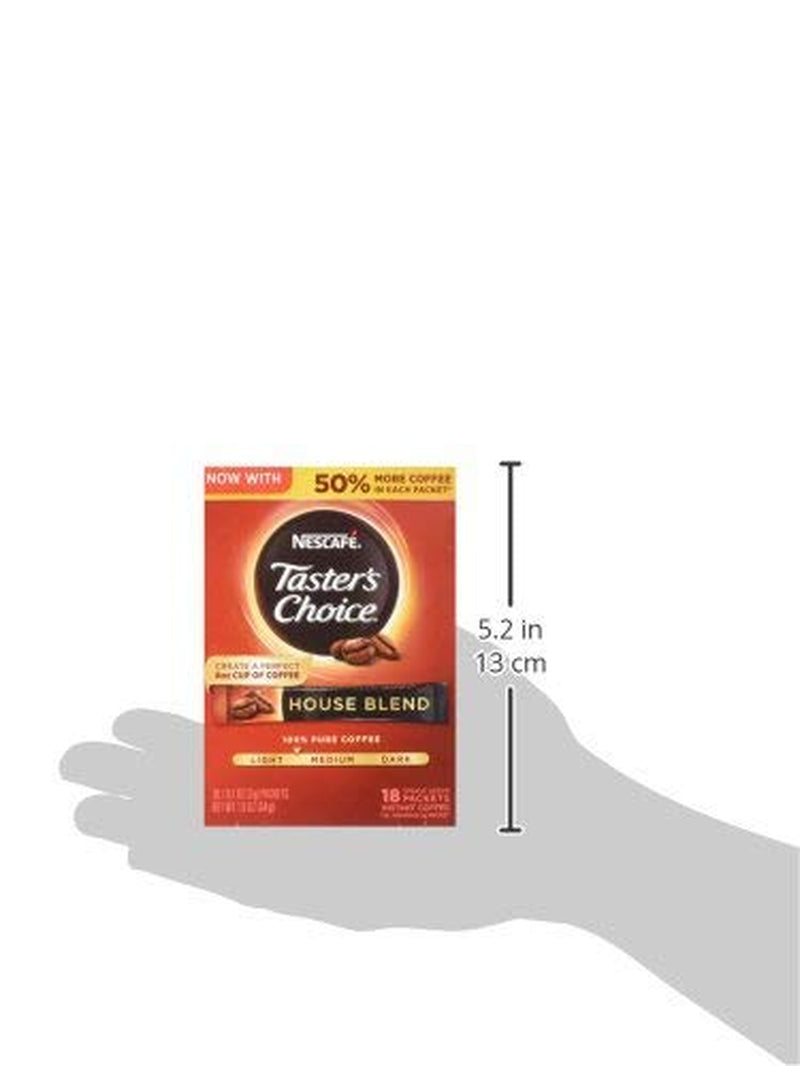 Nescafe Taster'S Choice, House Blend Instant Coffee Single Serve Sticks, 18 Count