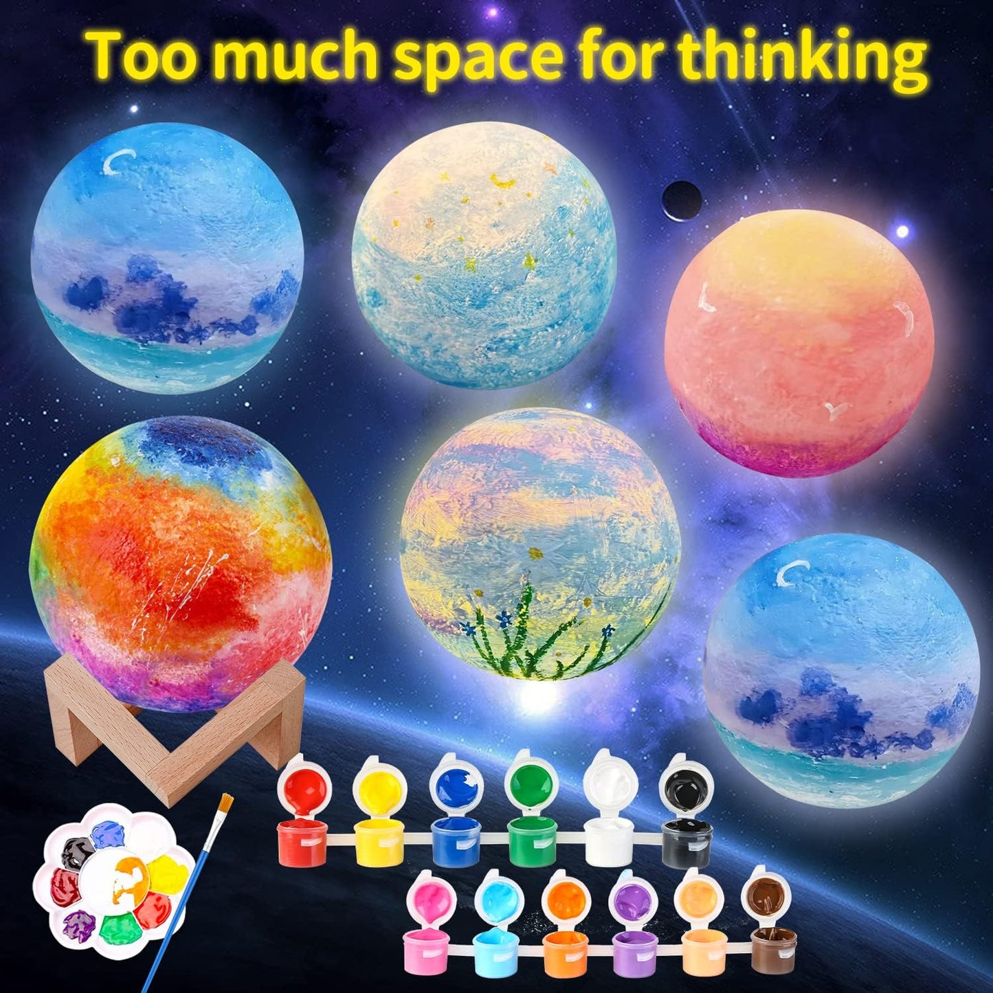 Paint Your Own Moon Lamp Kit, Halloween Gifts DIY 3D Moon Light Cool Galaxy Lamp,Toys for Teens Boys Girls, Arts & Crafts Kit Art Supplies for Kids, Arts and Crafts for Kids Ages 8-12 Birthday Gifts