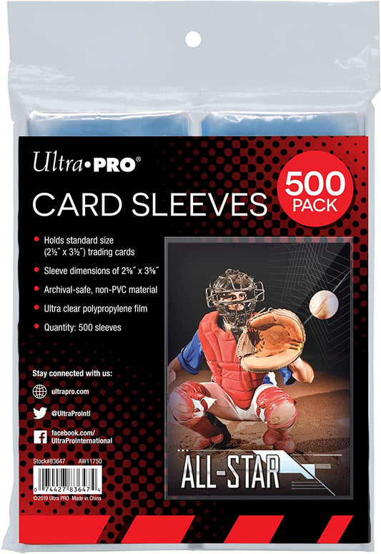 Ultra PRO Clear Card Sleeves for Standard Size Trading Cards Measuring 2.5" X 3.5" (500 Count Pack)