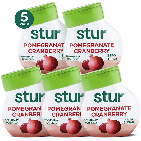 Stur -Pomegranate Cranberry, Natural Water Enhancer, (5 Bottles, Makes 100 Flavored Waters) - Sugar Free, Zero Calories, Kosher, Liquid Drink Mix Sweetened with Stevia, 1.62 Fl Oz (Pack of 5)