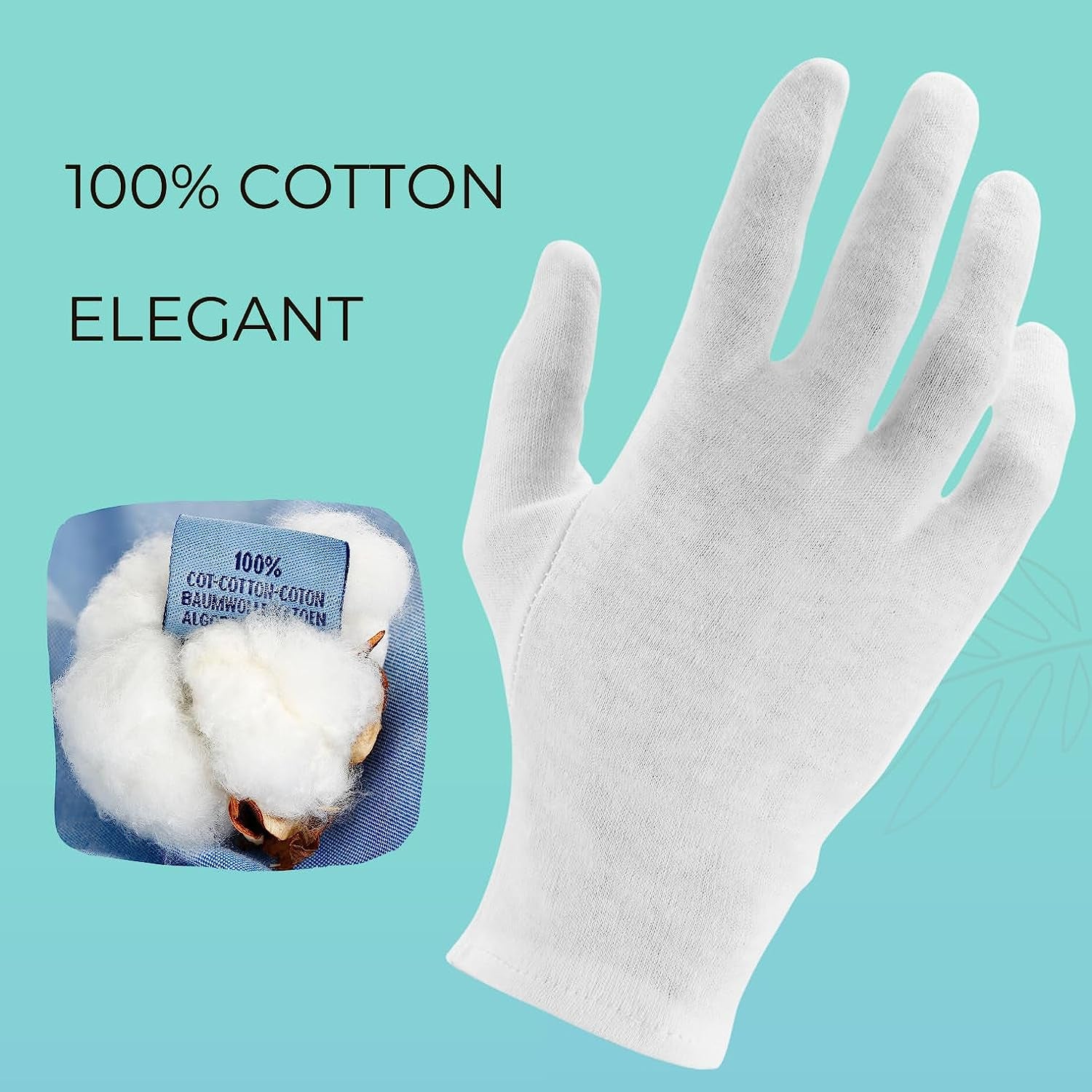 ANSMIO 3 Pairs Cotton Gloves, White Gloves for Dry Hands, Cotton Gloves for Sleeping, Moisturizing Night Gloves, White Gloves 100% Cotton, Size M (3 Pairs)