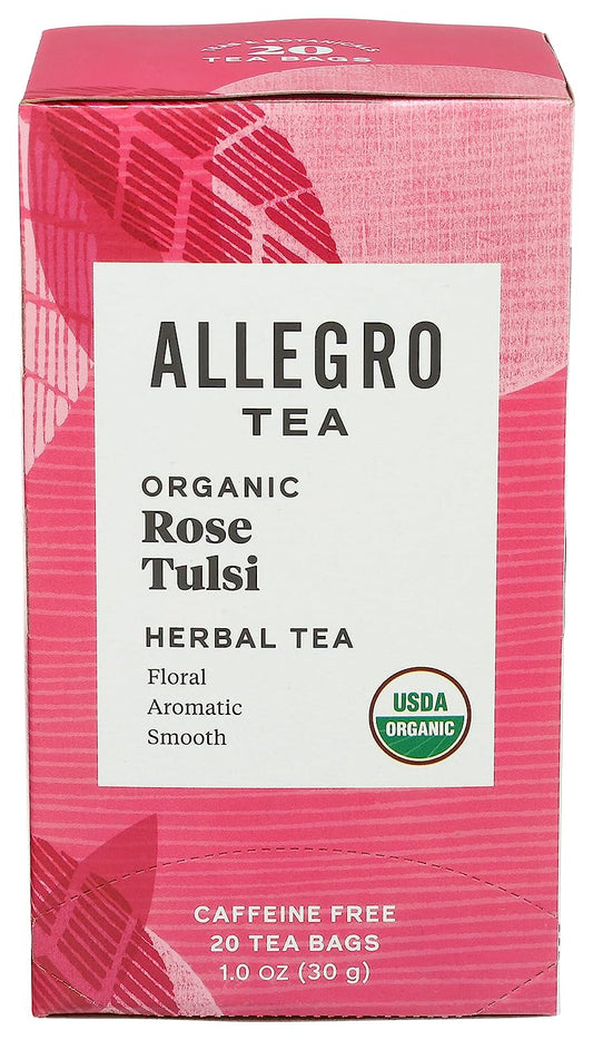 Allegro Tea, Organic Rose Tulsi Tea Bags, 20 Ct