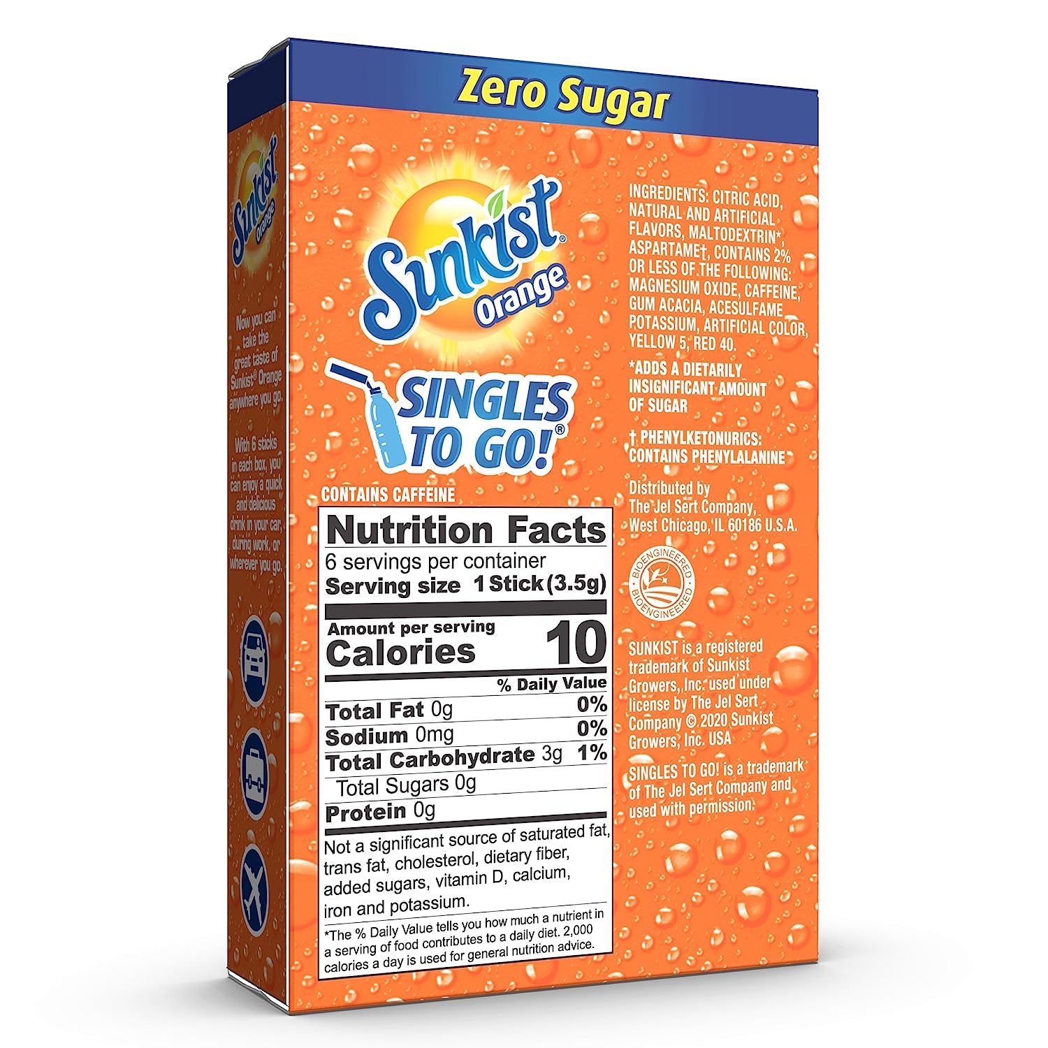 Sunkist Soda Orange Singles to Go Drink Mix, 12 Boxes with 6 Packets Each - 72 Total Servings