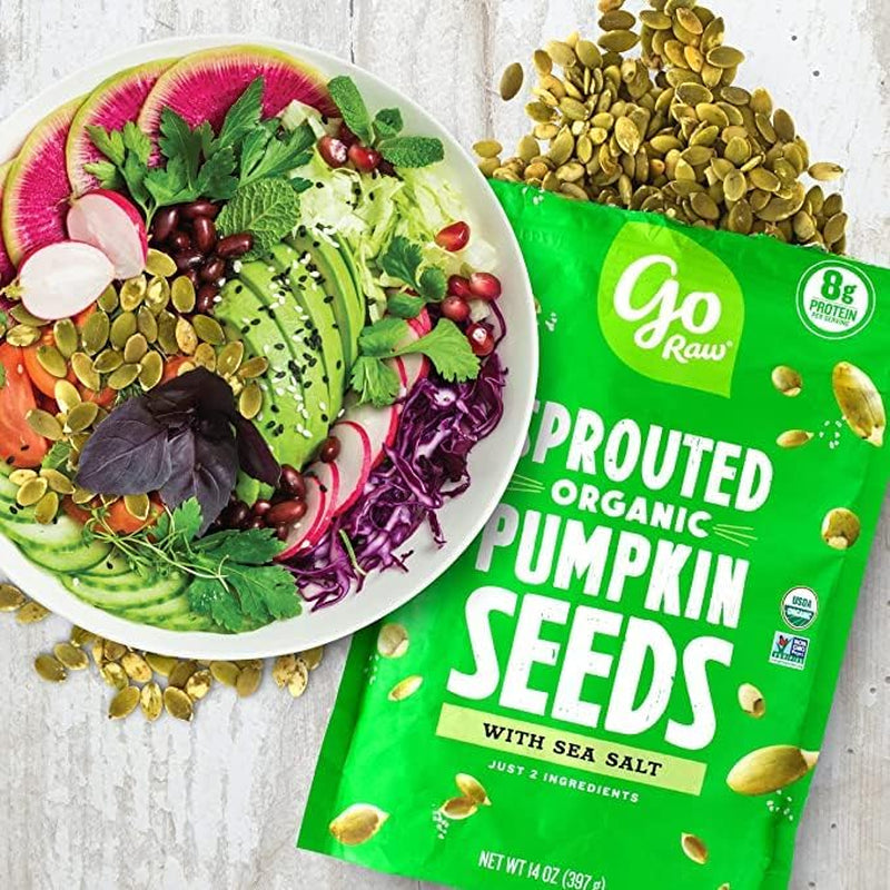 Pumpkin Seeds with Sea Salt, Sprouted & Organic, 14 Oz. Bag | Keto | Vegan | Gluten Free Snacks | Superfood