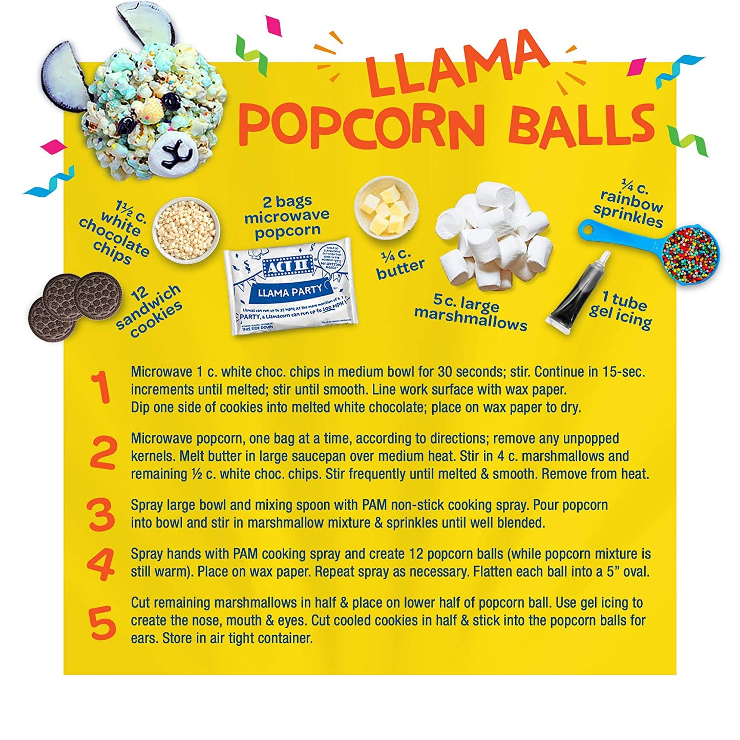 ACT II Llama Party Cotton Candy Flavored Microwave Popcorn, 16.5 Ounce (Pack of 6)