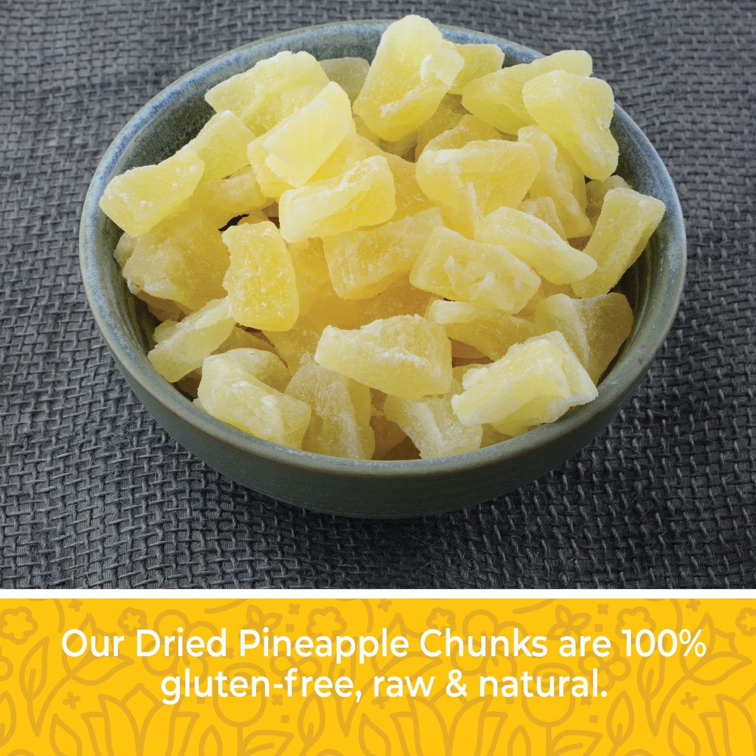 1 Pound. Dehydrated Pineapple Chunk, Dehydrated Pineapple Bulk Bits. All Natural, Non-Gmo, Lightly Sweetened Dried Pineapples, 16 Oz.