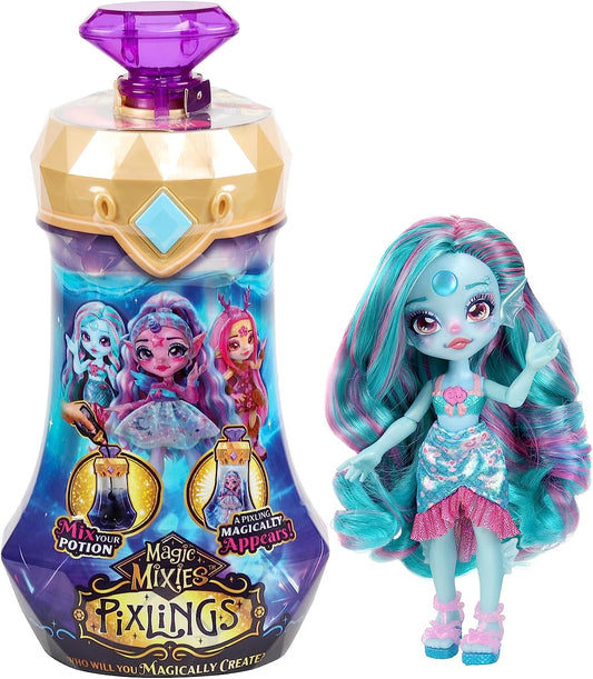 Magic Mixies Pixlings. Marena the Mermaid Pixling. Create and Mix a Magic Potion That Magically Reveals a Beautiful 6.5" Pixling Doll inside a Potion Bottle! Gifts for Kids, Ages 5+