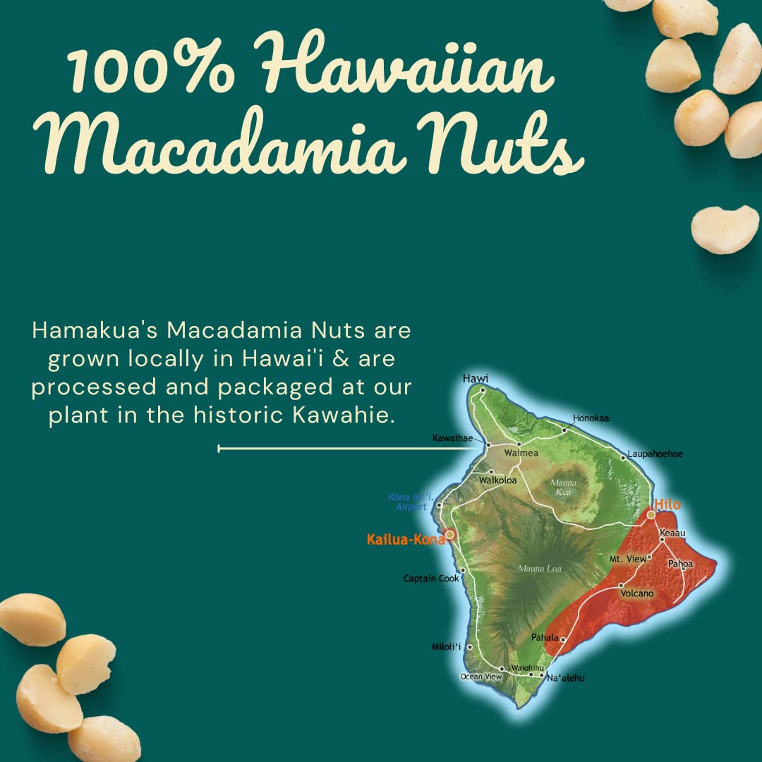 Hamakua Macadamia Nuts - Bulk Macadamias - Hawaiian Grown Dry Roasted Half and Whole Macadamias - Natural Eco-Friendly- Salted- 20Oz