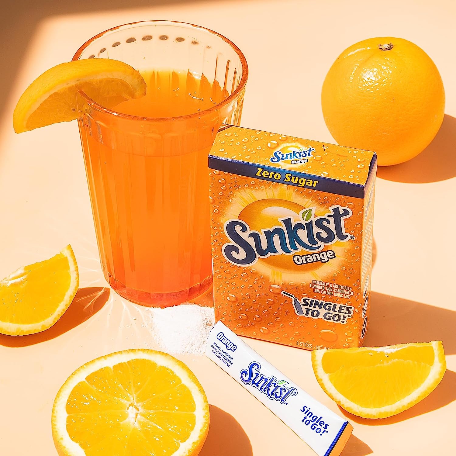 Sunkist Soda Orange Singles to Go Drink Mix, 12 Boxes with 6 Packets Each - 72 Total Servings