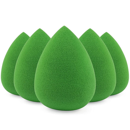 5 Pcs Makeup Sponge Set, Foundation Blending Paw Paw Sponge, Latex Free Beauty Sponge, Boun Boun Sponges Flawless for Liquid, Cream, and Powder, Green Makeup Sponges