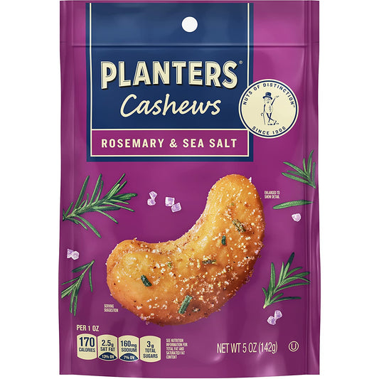 PLANTERS Cashews Rosemary & Sea Salt, Party Snacks, 5 Oz Bag