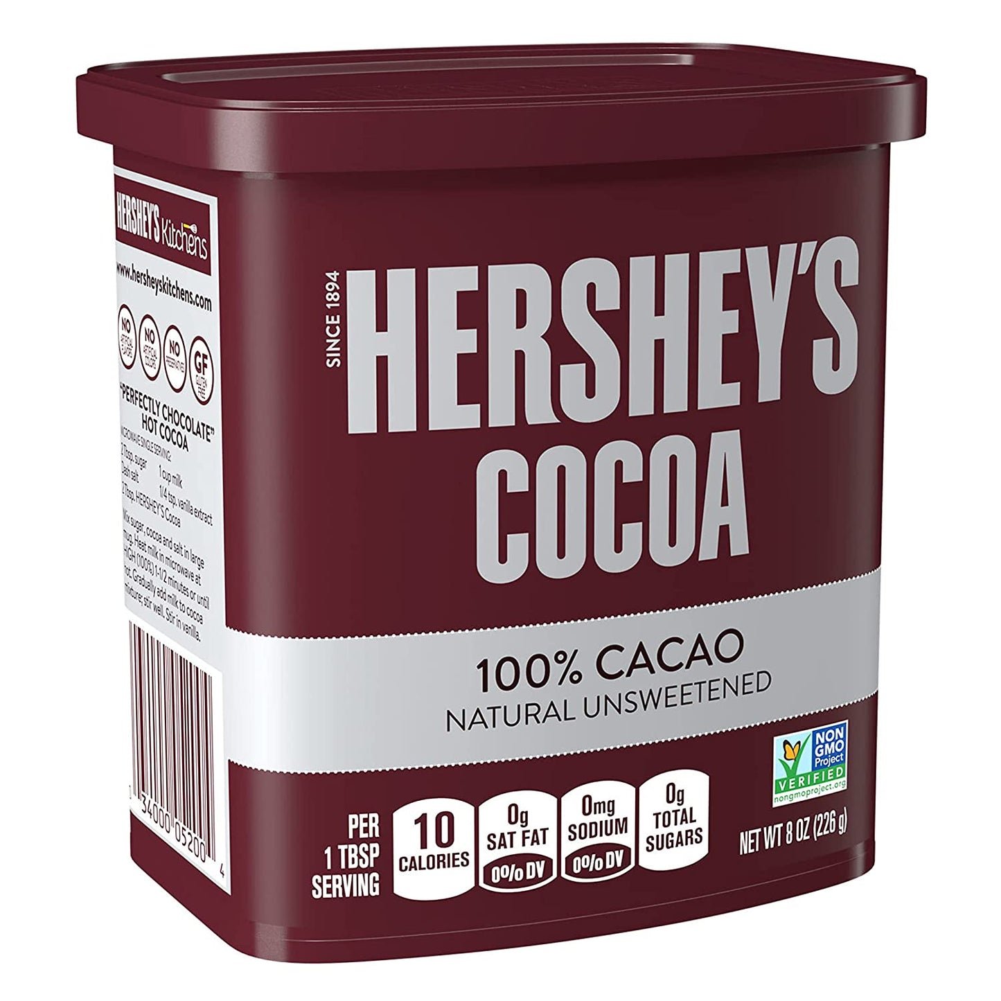 HERSHEY'S Natural Unsweetened Cocoa Container, 8 Oz