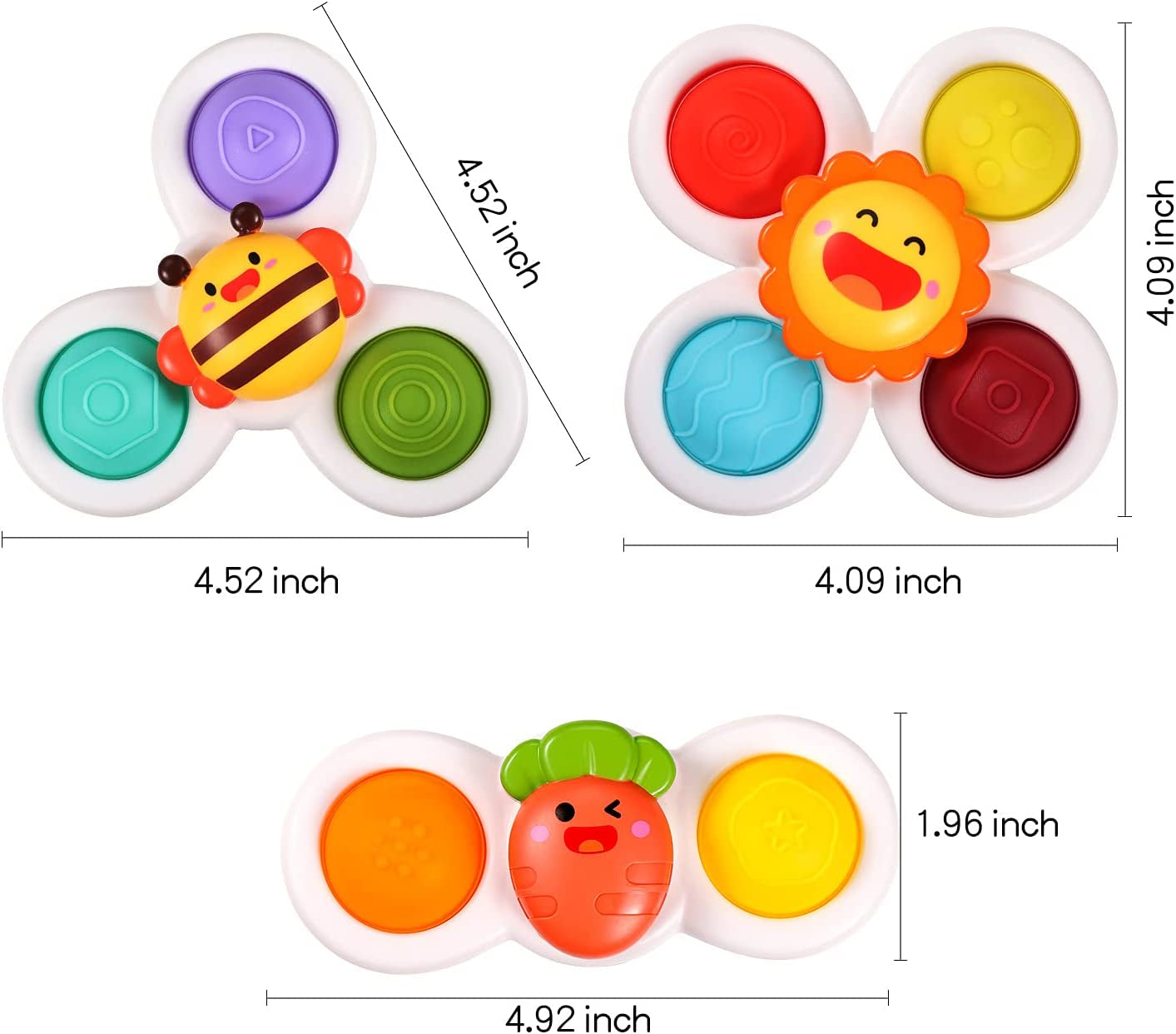 3PCS ALASOU Simple Pop up Suction Cup Spinner Toys for 1 2 Year Old Boy Girl|Novelty Spinning Tops Toddler Toys Age 1-2|1 2 Year Old Boy Birthday Gift for Infant|Sensory Toys for Toddlers 1-3