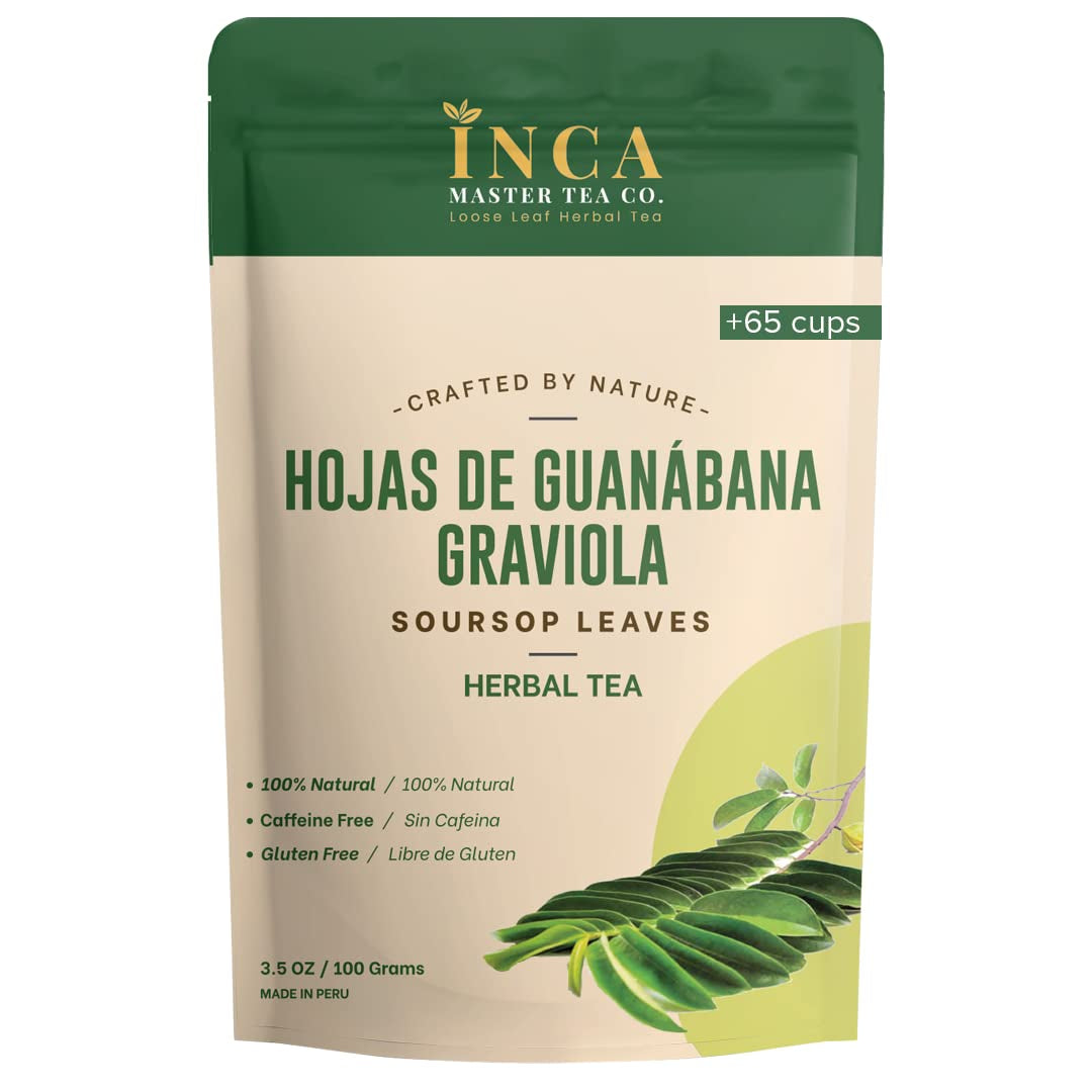 Inca Master Soursop Tea - Guanabana Leaves Graviola Tea 100 Grams - 3.5 Oz Soursop Leaves - Organic Graviola Sour Sop Tea - Immunity Herbal Goodness - Guanabana Fruit Graviola Soursop Juice