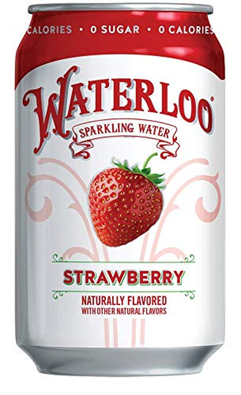 Waterloo Sparkling Water, Strawberry Naturally Flavored, 12 Fl Oz Cans, Pack of 12 | Zero Calories | Zero Sugar or Artificial Sweeteners | Zero Sodium