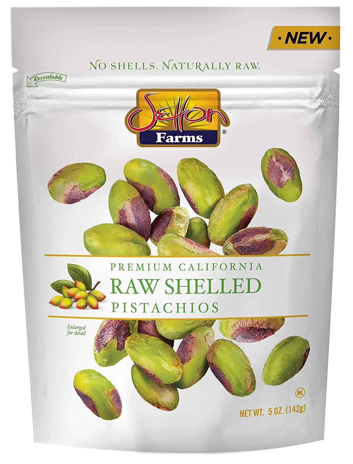 Setton Farms Naturally Raw Shelled Pistachios, No Shell, Non-Gmo Project Verified, Certified Gluten Free, Vegan and Kosher, Heart Healthy Snack, 5 Oz