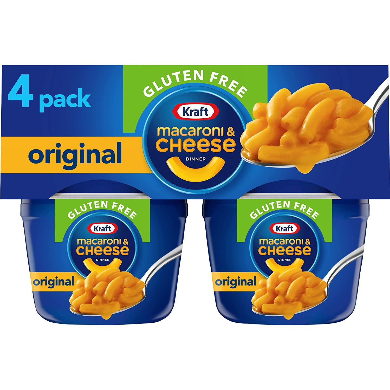 Kraft Gluten Free Original Mac & Cheese Macaroni and Cheese Dinner, 4 Ct Pack, 1.9 Oz Cups