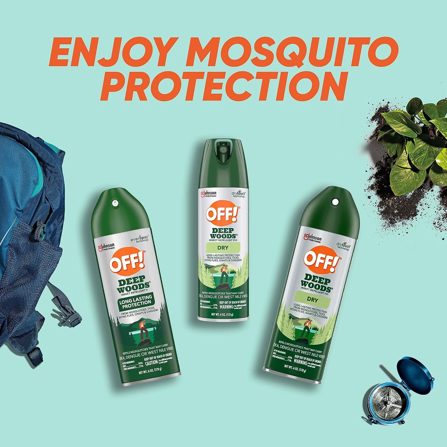 OFF! Deep Woods Insect Repellent Aerosol, Dry, Non-Greasy Formula, Bug Spray with Long Lasting Protection from Mosquitoes, 4 Oz, 2 Count