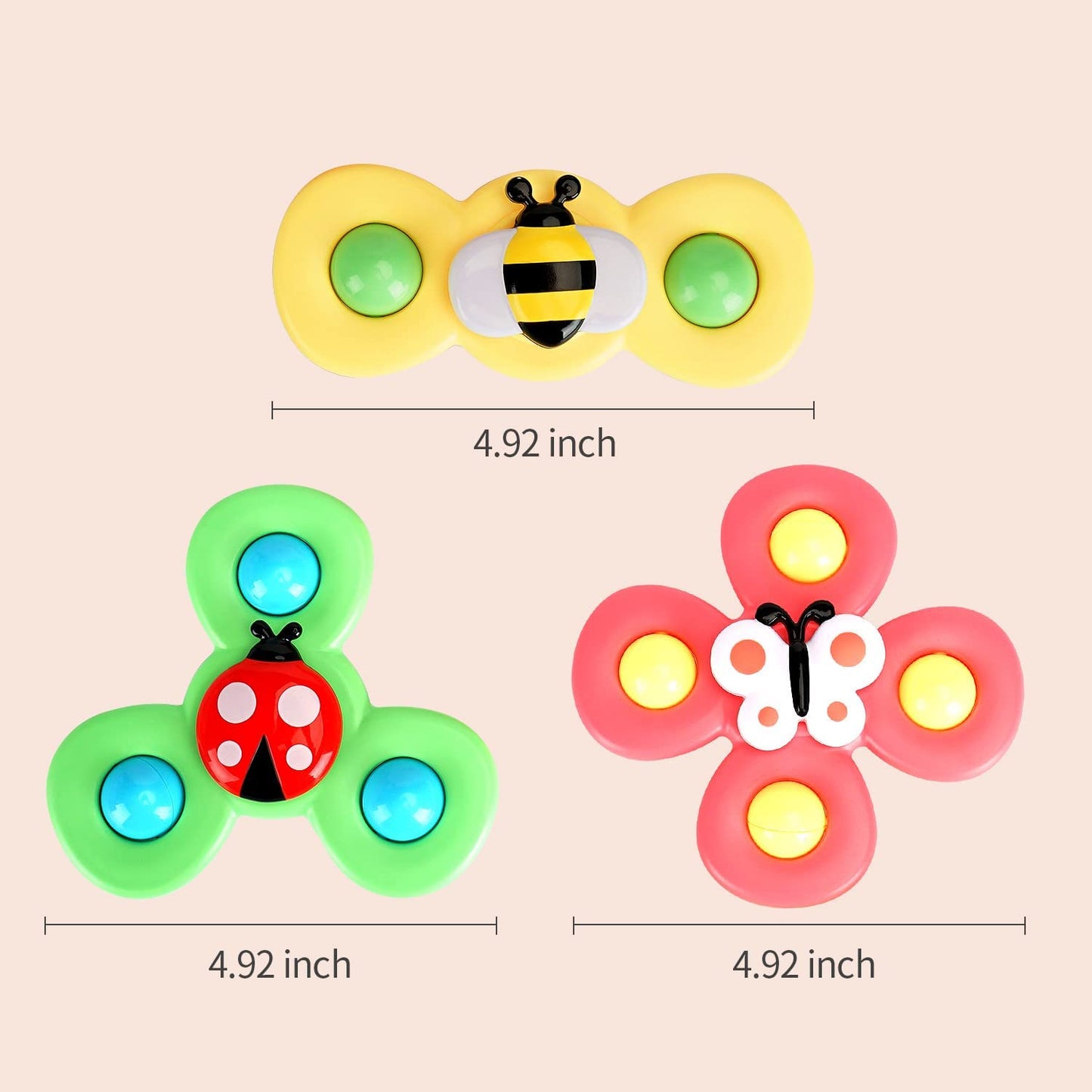 3PCS ALASOU Suction Cup Spinner Toys for 1 2 Year Old Boy&Girl|Spinning Tops Toddler Toys Age 1-2|1 2 Year Old Boy Birthday Gift for Infant|Sensory Baby Bath Toys for Toddlers 1-3