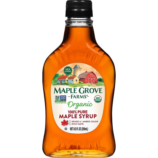 Maple Grove Farms Organic Pure Maple Syrup, Grade a Amber, 8.5 Ounce