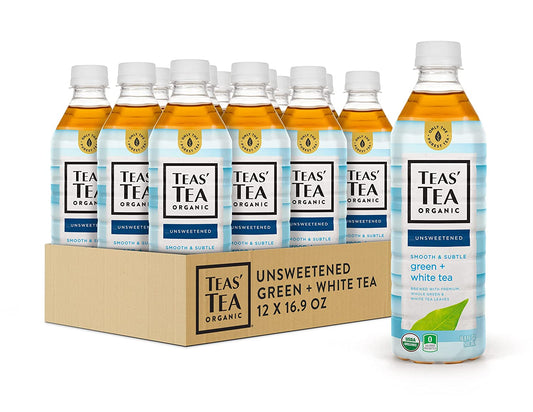 Teas' Tea Unsweetened Green White Tea 16.9 Ounce (Pack of 12) Organic, Sugar Free, 0 Calories