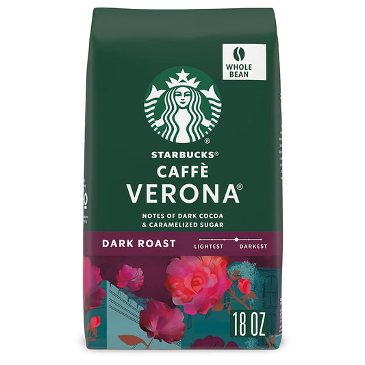 Dark Roast Whole Bean Coffee — Caffe Verona — 100% Arabica— 1 Bag (18 Oz)