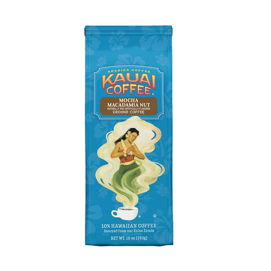 Kauai Hawaiian Ground Coffee, Mocha Macadamia Nut Flavor - Gourmet Arabica Coffee from Hawaii'S Largest Coffee Grower - Rich Flavor with Nutty Notes and Sweet Chocolate Overtones - 10 Ounce