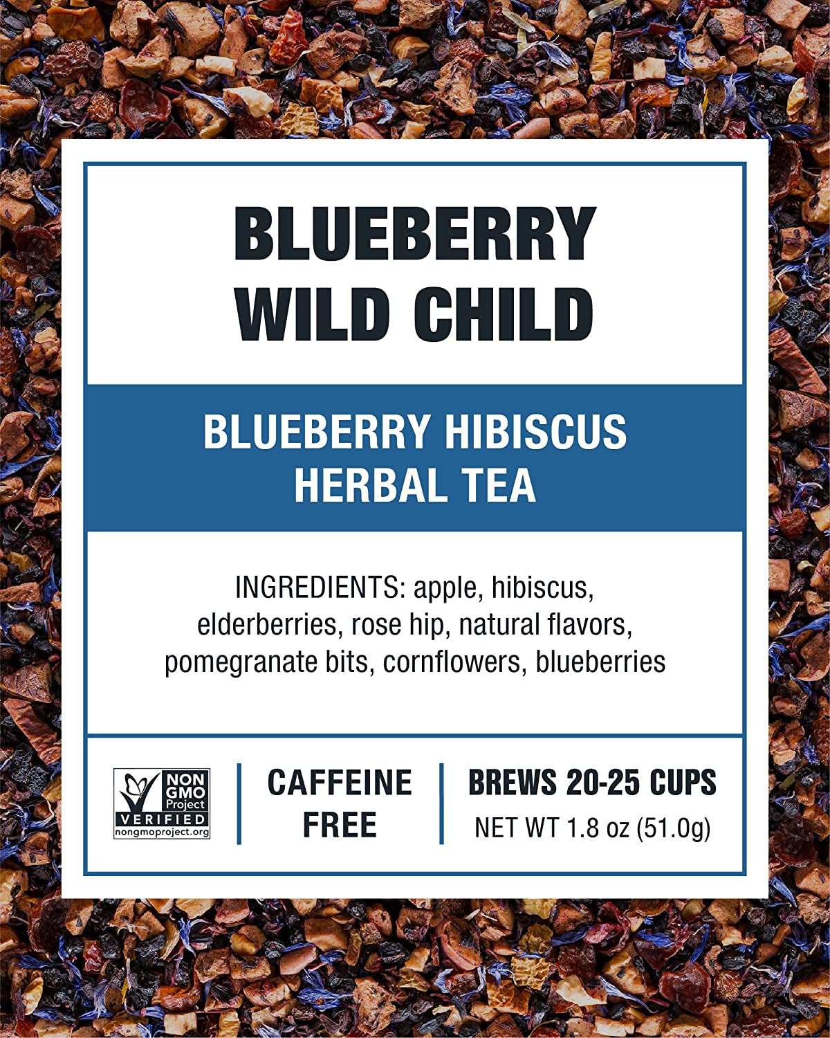 Tiesta Tea - Blueberry Wild Child, Blueberry Hibiscus Herbal Tea, Loose Leaf, up to 25 Cups, Make Hot or Iced, Non-Caffeinated, 1.8 Ounce Resealable Pouch