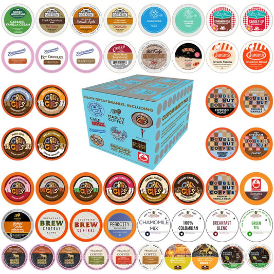 Variety Pack of Coffee, Tea, and Hot Chocolate - Great Sampler of Coffee, Tea, and Hot Cocoa for Keurig K Cups Machines - Great Gift for Coffee Lovers, No Duplicates, 50 Count (Pack of 1)