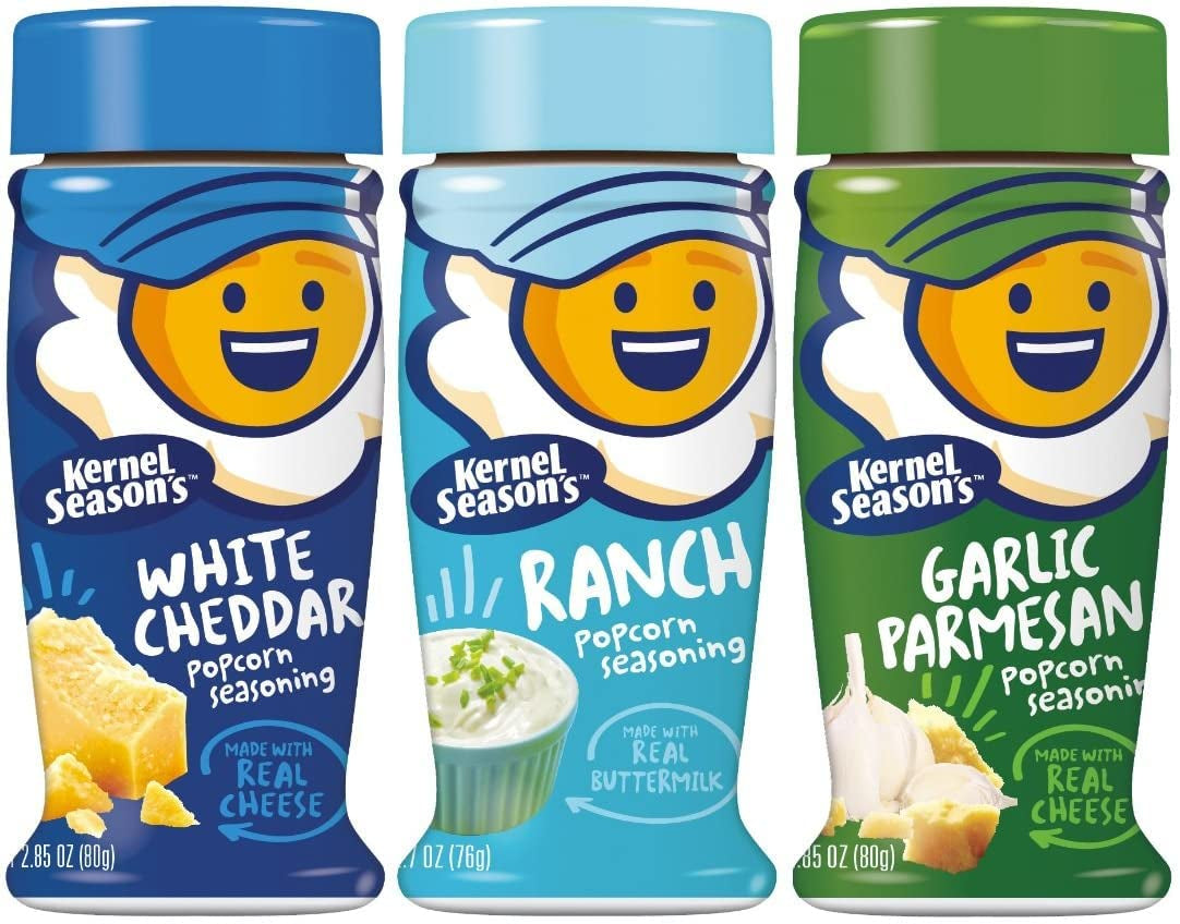 Popcorn Seasoning Variety of 3, Ranch Parmesan & Garlic and White Cheddar, 2.85 Ounce (Pack of 3)