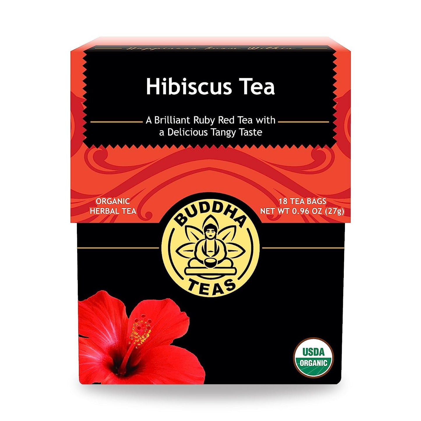 Buddha Teas Organic Hibiscus Tea - OU Kosher, USDA Organic, CCOF Organic, 18 Bleach-Free Tea Bags