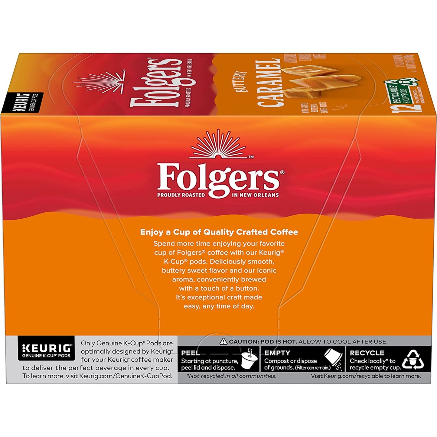 Folgers Buttery Caramel Flavored Coffee, 12 Keurig K-Cup Pods